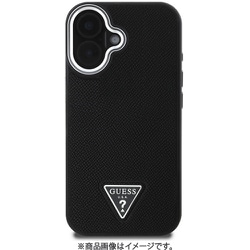 GUHMP16SPGTSPSK [iPhone 16用 ケース バックカバー グレインレザー トライアングルロゴ フチ高設計 Magsafe充電対応 ブラック]