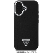 GUHMP16SPGTSPSK [iPhone 16用 ケース バックカバー グレインレザー トライアングルロゴ フチ高設計 Magsafe充電対応 ブラック]