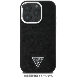GUHMP16LPGTSPSK [iPhone 16 Pro用 ケース バックカバー グレインレザー トライアングルロゴ フチ高設計 Magsafe充電対応 ブラック]