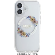 GUHMP16SHFWFCT [iPhone 16用 ケース TPU バックカバー GUESSのロゴ＆花柄プリント フチ高設計 Magsafe充電対応 クリア]