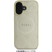 GUHMP16SPSAPSMED [iPhone 16用 ケース バックカバー サフィアーノ レザー、ピオニー ホット スタンプ パターン＆クラシック ロゴ フチ高設計 Magsafe充電対応]