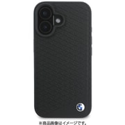 BMHMP16S23RDDK [iPhone 16用 ケース 本革 バックカバー ダイヤモンドパターンとメタルロゴ の高級感あるデザイン Magsafe充電対応 ブラック]