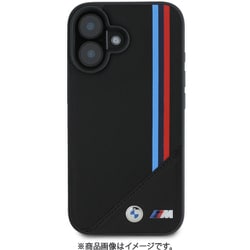 BMHMP16S23PUTRK [iPhone 16用 ケース バックカバー メッシュテクスチャートリコロールストライプとメタルロゴが躍動感あるデザイン Magsafe充電対応 ブラック]