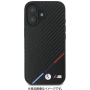 BMHMP16S23PUDTK [iPhone 16用 ケース バックカバー カーボン＆トリコロール ストライプ、メタル ロゴがかっこ良いデザイン Magsafe充電対応 ブラック]