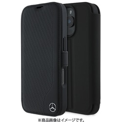 MEBKP16X23RBGVK [iPhone 16 Pro MAX用 手帳型ケース 本革 右下部にメタルロゴを配置 カード収納ポケット付 スタンド機能搭載 ブラック]