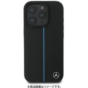 MEHMP16X23RURBK [iPhone 16 Pro MAX用 ケース 本革 バックカバー 高級感ある本革を使用 ケース し背面中央にブルーストライプをデザイン Magsafe充電対応 ブラック/フブルーライン]