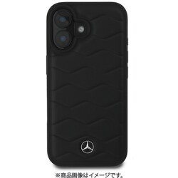 MEHCP16S23RWRSK [iPhone 16用 ケース 本革 バックカバー 高級感ある本革を使用 ケース し波型なデザインと背面中央下部にメタルロゴ ブラック]
