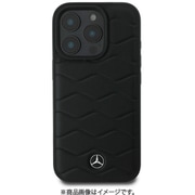 MEHCP16X23RWRSK [iPhone 16 Pro MAX用 ケース 本革 バックカバー 高級感ある本革を使用 ケース し波型なデザインと背面中央下部にメタルロゴ ブラック]