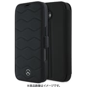 MEBKP16S23RWRSK [iPhone 16用 手帳型ケース 本革 高級感ある本革を使用 ケース し波型なデザインと背面中央下部にメタルロゴ カード収納ポケット付 スタンド機能搭載 ブラック]