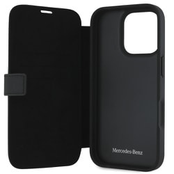 新品未使用【 iPhone16】Mercedes ブラック手帳型ケース iPhone16 ケース ブランド メルセデス ベンツ 本革 手帳型