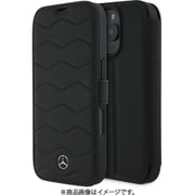 MEBKP16X23RWRSK [iPhone 16 Pro MAX用 手帳型ケース 本革 高級感ある本革を使用 ケース し波型なデザインと背面中央下部にメタルロゴ カード収納ポケット付 スタンド機能搭載 ブラック]