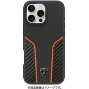 LB-TPUPCMIP16PM-HU/D21-OE [iPhone 16 Pro MAX用 ケース 高級 本革＆カーボン バックカバー Magsafe充電対応 オレンジライン]