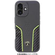 LB-TPUPCMIP16-HU/D21-GN [iPhone 16用 ケース 高級 本革＆カーボン バックカバー Magsafe充電対応 グリーンライン]