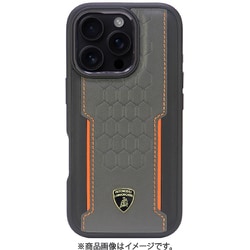 LB-TPUPCMIP16P-RE/D1-OE [iPhone 16 Pro用 ケース 高級 本革 バックカバー Magsafe充電対応 オレンジライン]