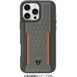 LB-TPUPCMIP16PM-RE/D1-OE [iPhone 16 Pro MAX用 ケース 高級 本革 バックカバー Magsafe充電対応 オレンジライン]