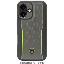 LB-TPUPCMIP16-RE/D1-GN [iPhone 16用 ケース 高級 本革 バックカバー Magsafe充電対応 グリーンライン]