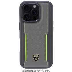 LB-TPUPCMIP16P-RE/D1-GN [iPhone 16 Pro用 ケース 高級 本革 バックカバー Magsafe充電対応 グリーンライン]