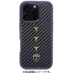 LB-TPUPCMIP16P-RE/D4-GN [iPhone 16 Pro用 ケース 高級 リアルカーボン バックカバー Magsafe充電対応]