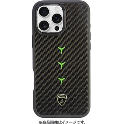 LB-TPUPCMIP16PM-RE/D4-GN [iPhone 16 Pro MAX用 ケース 高級 リアルカーボン バックカバー Magsafe充電対応]