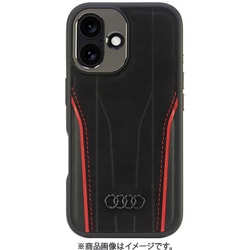 AU-TPUPCMIP16-R8/D3-RD [iPhone 16用 ケース 高級 アルカンターラ＆本革 バックカバー Magsafe充電対応]