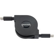 100W対応 USB2.0巻取式ケーブル USB Type-C(オス)-USB Type-C(オス) 充電/データ転送ケーブル 1.0m ブラック GH-UMCC100-BK