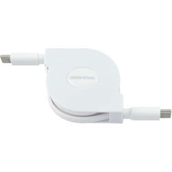 100W対応 USB2.0巻取式ケーブル USB Type-C（オス）-USB Type-C（オス） 充電/データ転送ケーブル 1.0m ホワイト GH-UMCC100-WH