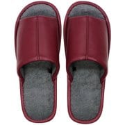 レザー調外縫いスリッパ M 24.0～25.5cm WINE