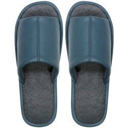 レザー調外縫いスリッパ M 24.0～25.5cm BLUE