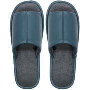 レザー調外縫いスリッパ M 24.0～25.5cm BLUE