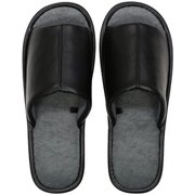 レザー調外縫いスリッパ L 26.0～27.5cm BLACK