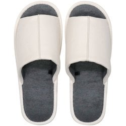 レザー調外縫いスリッパ L 26.0～27.5cm WHITE