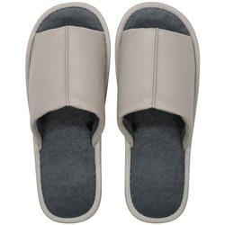 レザー調外縫いスリッパ L 26.0～27.5cm GRAY