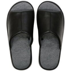 レザー調厚底クッションスリッパ M 23.0～24.5cm BLACK