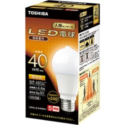 人感センサー付きLED電球 40W形相当 配光角240°E26口金 電球色 LDA4L-D-G/M40V1
