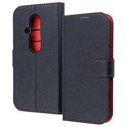 RT-FRS24ELC9/BR [らくらくスマートフォン F-53E Like standard 耐衝撃 ルーペ付き マグネットベルト シンプル 手帳型レザーケース ブラック_レッド]