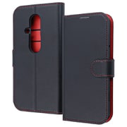RT-FRS24ELC9/BR [らくらくスマートフォン F-53E Like standard 耐衝撃 ルーペ付き マグネットベルト シンプル 手帳型レザーケース ブラック_レッド]