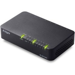 スイッチングハブ LAN ハブ 8ポート Giga対応 1000/100/10Mbps プラスチック筐体 AC電源 ファンレス 静音 省エネ機能 壁掛け設置対応 ブラック EHC-G08PA4-B