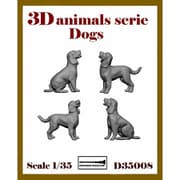 ARD35008 1/35 ジオラマアクセサリー 3D動物シリーズ イヌ 4個入 [組立式プラスチックモデル]
