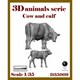 ARD35009 1/35 ジオラマアクセサリー 3D動物シリーズ 乳牛と子牛 2個入 [組立式プラスチックモデル]