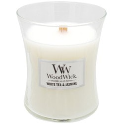 アロマキャンドル WoodWick ジャーM（箱付き） ホワイトティー＆ジャスミンの香り WW9040548