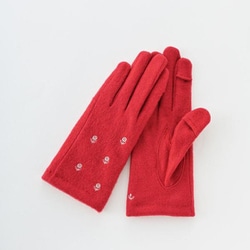 AF65101L8 WOMEN フラワー刺繍ジャージグローブ グローブ レッド af65101l8