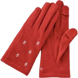 AF65101L8 WOMEN フラワー刺繍ジャージグローブ グローブ レッド2 af65101l8