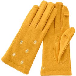 AF65101L8 WOMEN フラワー刺繍ジャージグローブ グローブ イエロー af65101l8