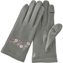 AF65102L8 WOMEN ボタニカルモチーフ刺繍ジャージグローブ グローブ グレー af65102l8