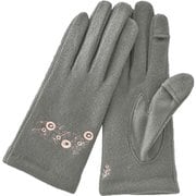 AF65102L8 WOMEN ボタニカルモチーフ刺繍ジャージグローブ グローブ グレー af65102l8