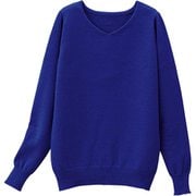 fr980047 [980047003 【静電気防止】シンプルVネックニット Mサイズ ブルー]