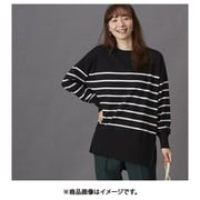 fr980134 [980134002 お尻もお腹も全部隠す！横スリット入りビックニット ニット ブラック×ホワイト]