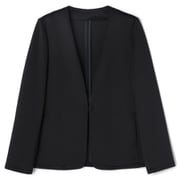 パジャマスーツ ダンボールニットノーカラージャケット セットアップ着用可(紺/3L) 24WLWLJK1