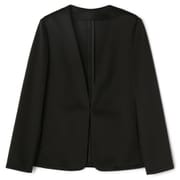 パジャマスーツ ダンボールニットノーカラージャケット セットアップ着用可(黒/M) 24WLWLJK1