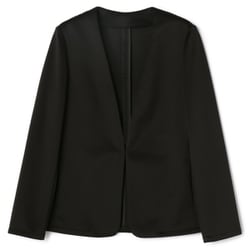 パジャマスーツ ダンボールニットノーカラージャケット セットアップ着用可（黒/LL） 24WLWLJK1